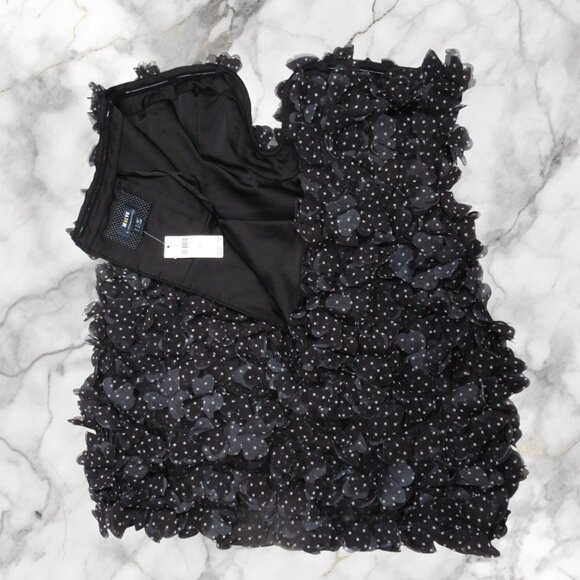 By Anthropologie Gathered Polka Dot Mini Dress Black White Size 10 - Picture 9 of 14